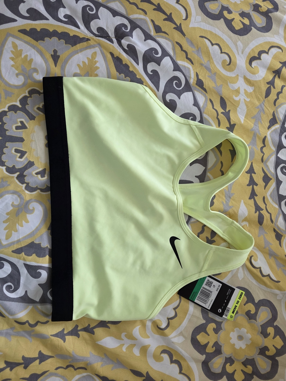 Nike Neon Yellow Racerback Sports Bra with Black Band